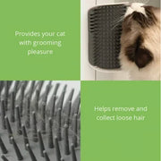 🐱 Cat Corner Self-Groomer — Wall-Mount Massage Brush with Catnip Compartment