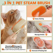 🌫️ 3-in-1 Pet Steam Brush — Nano Mist Grooming, Deshedding & Massage for Cats & Dogs