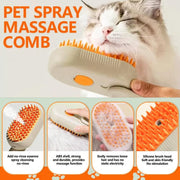 🌫️ 3-in-1 Pet Steam Brush — Nano Mist Grooming, Deshedding & Massage for Cats & Dogs