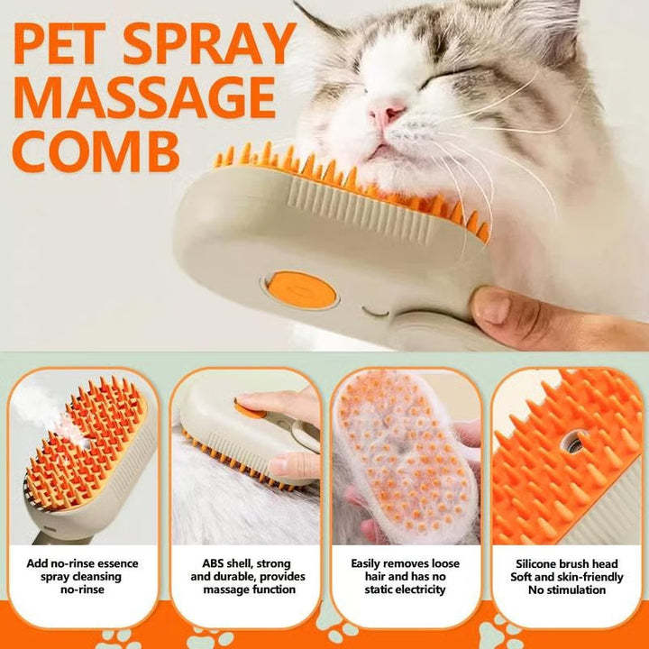 🌫️ 3-in-1 Pet Steam Brush — Nano Mist Grooming, Deshedding & Massage for Cats & Dogs