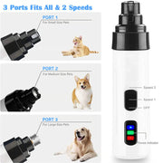 🐾 Silent Pro Pet Nail Grinder — Quiet USB Rechargeable, 3 Ports, 6-Hour Battery