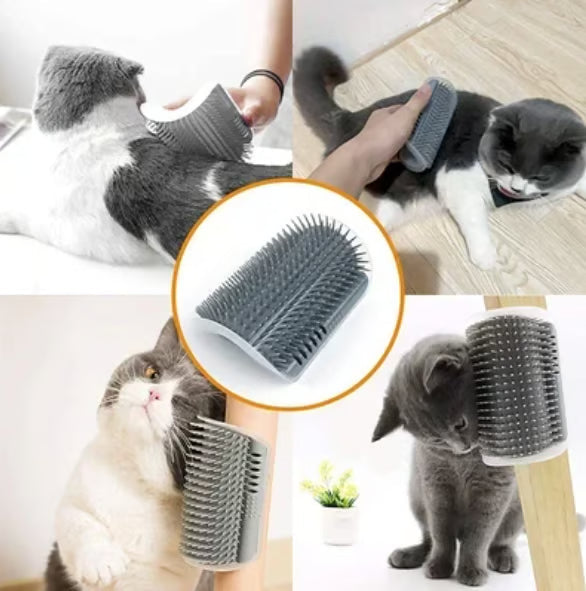 🐱 Cat Corner Self-Groomer — Wall-Mount Massage Brush with Catnip Compartment