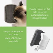🐱 Cat Corner Self-Groomer — Wall-Mount Massage Brush with Catnip Compartment