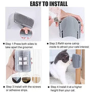 🐱 Cat Corner Self-Groomer — Wall-Mount Massage Brush with Catnip Compartment